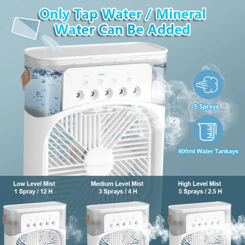 Mini air cooler portable USB led Night Mist 3 in 1