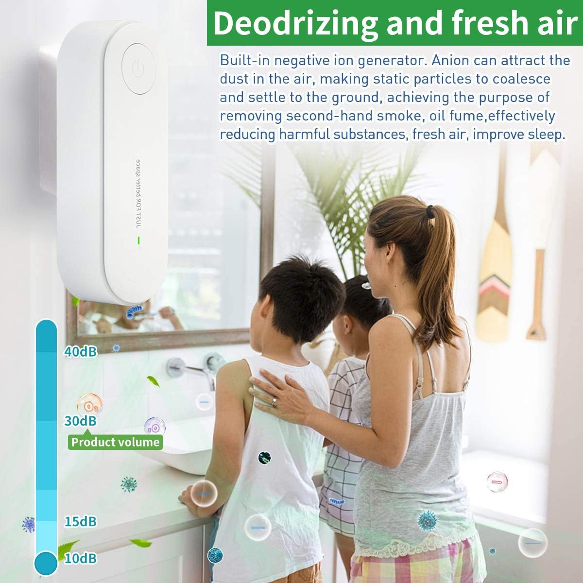 Prise murale purificateur d'air pour la maison, générateur d'ions négatifs portable silencieux