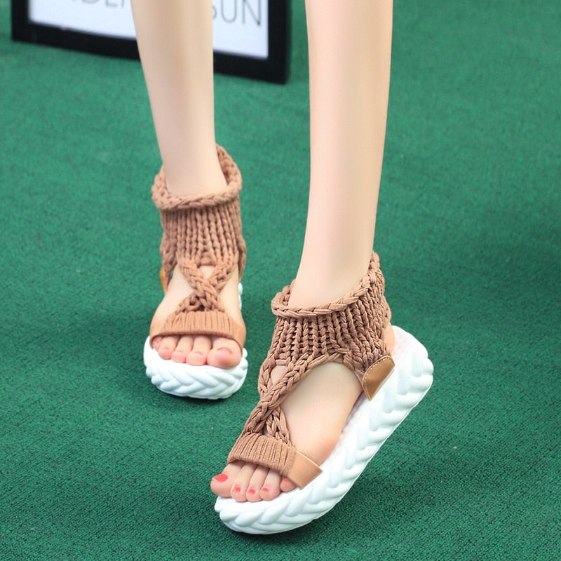Sandales en Tricot plateforme
