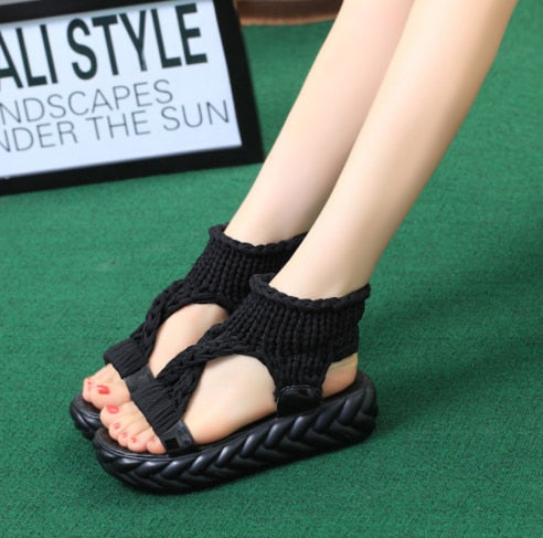 Sandales en Tricot plateforme