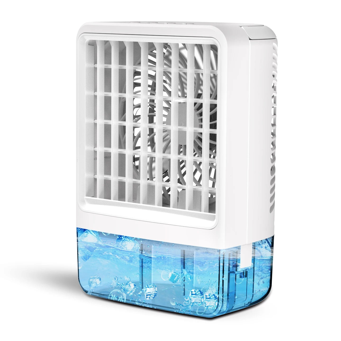 Mini climatiseur portable évaporatif 4-en-1 avec réservoir d'eau, 3 vitesses, minuterie et éclairage LED RGB