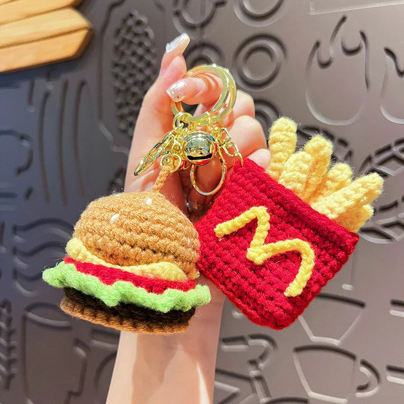 Fast food knitted keychain handmade