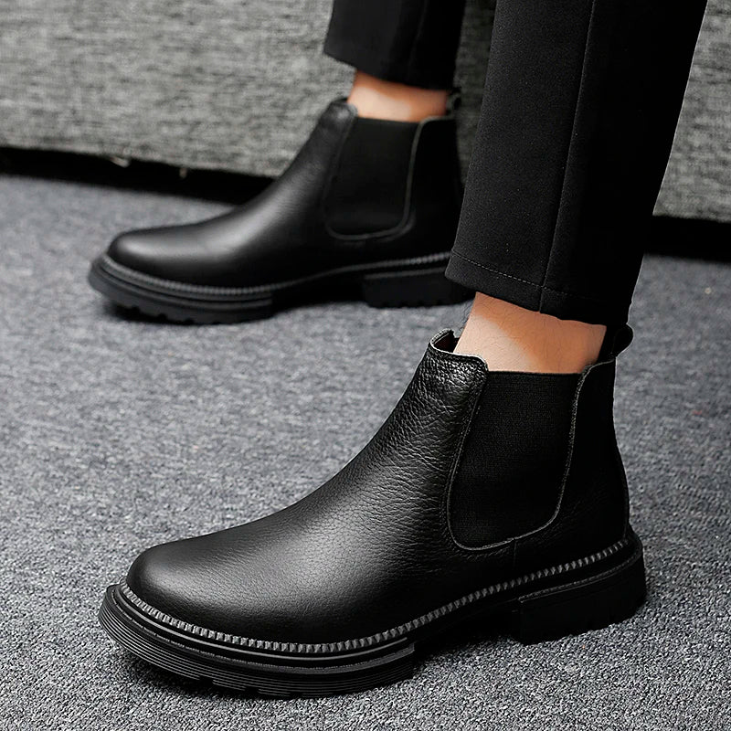 Bottines Chelsea Business Vintage en Cuir Véritable – Homme - photo 6