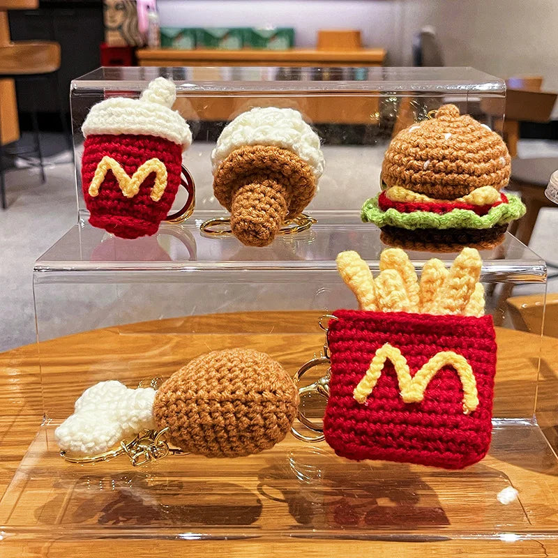 Fast food knitted keychain handmade