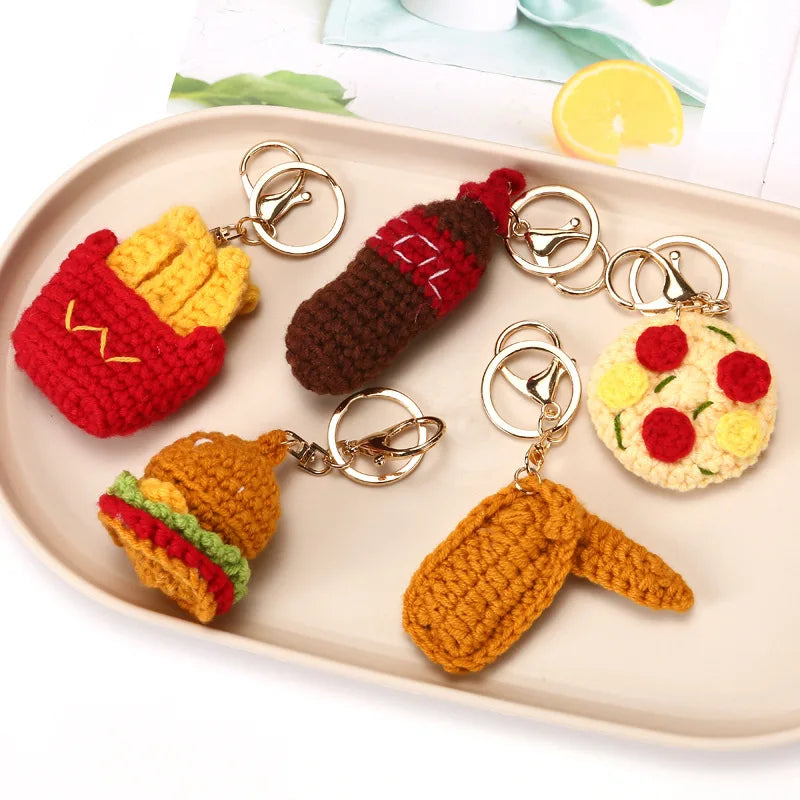 Fast food knitted keychain handmade
