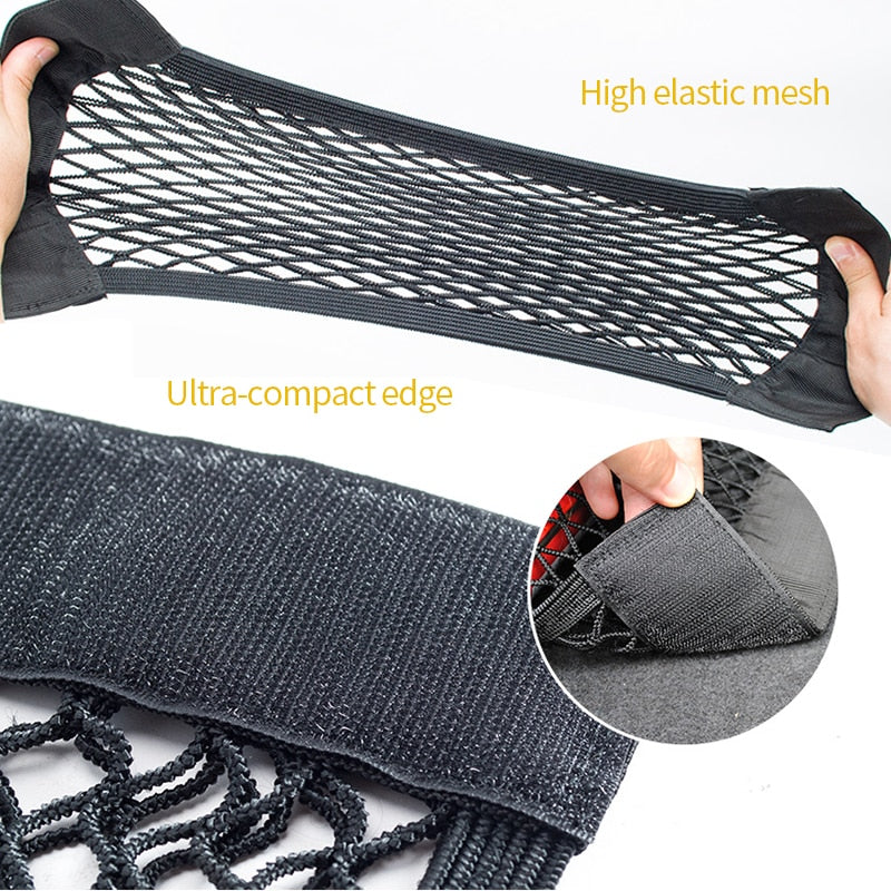 Elastic net for car rear seat, universal storage bag with magic sticker