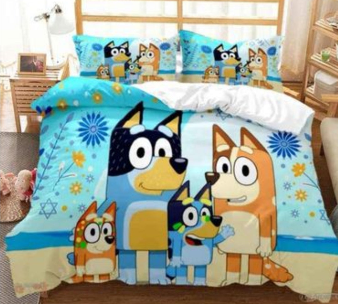 Blue single bed set