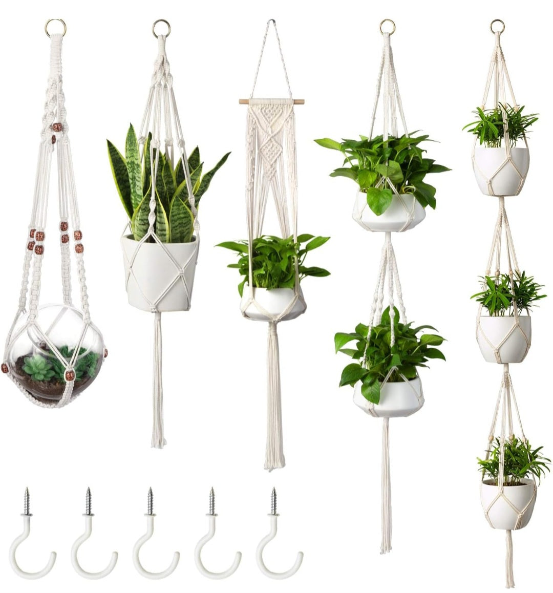 5 supports à plantes en macrame X