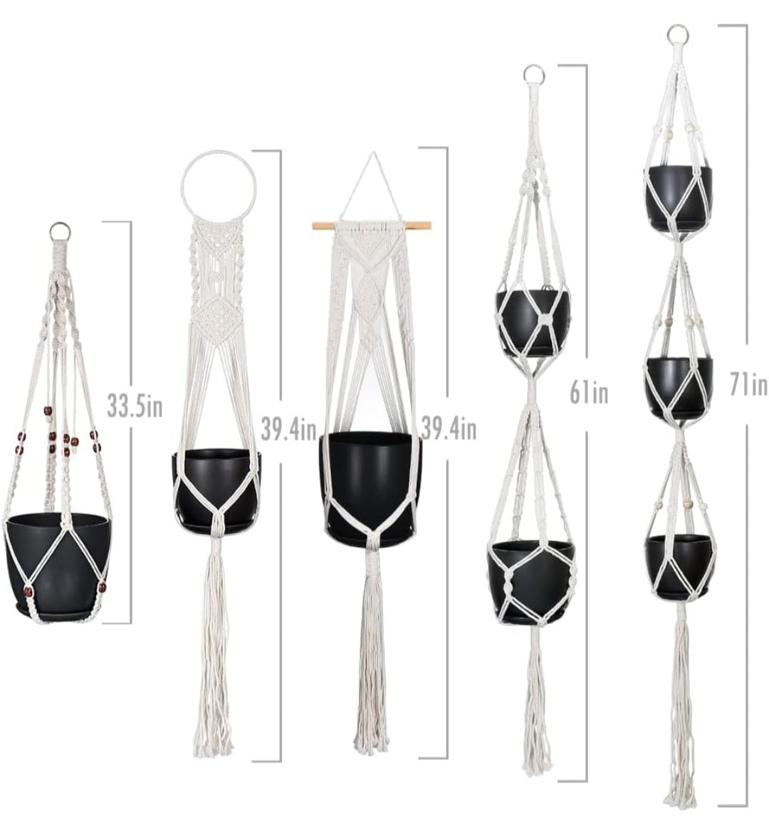 Ensemble de 5 supports à plantes en macrame V