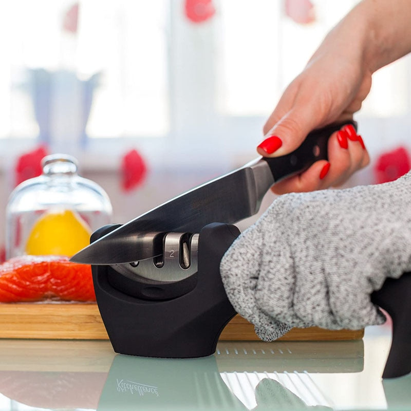 Aiguise couteau / Knife Sharpener 3-Stage avec gants