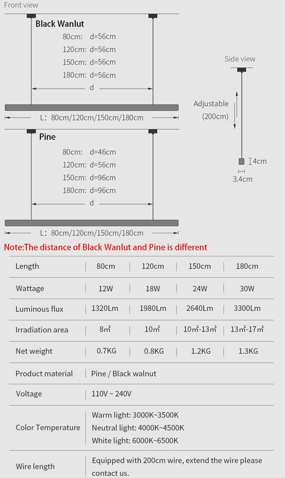 Luminaire LED en bois minimaliste