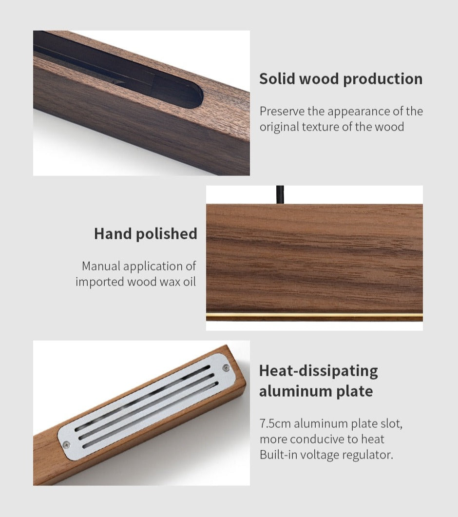 Luminaire LED en bois minimaliste