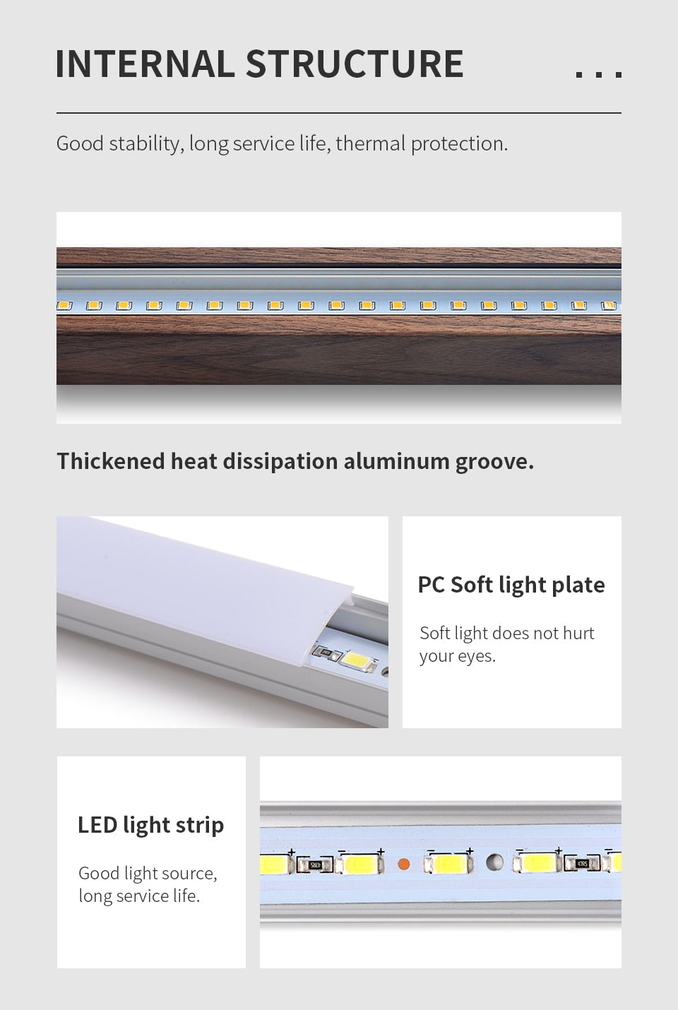 Luminaire LED en bois minimaliste