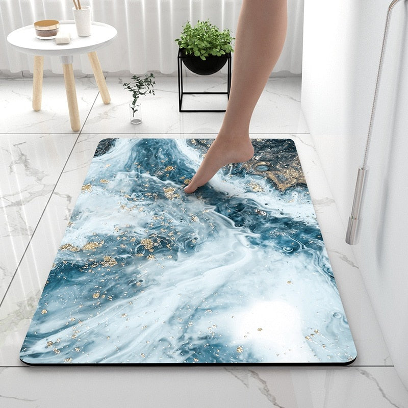Marble bathroom mat