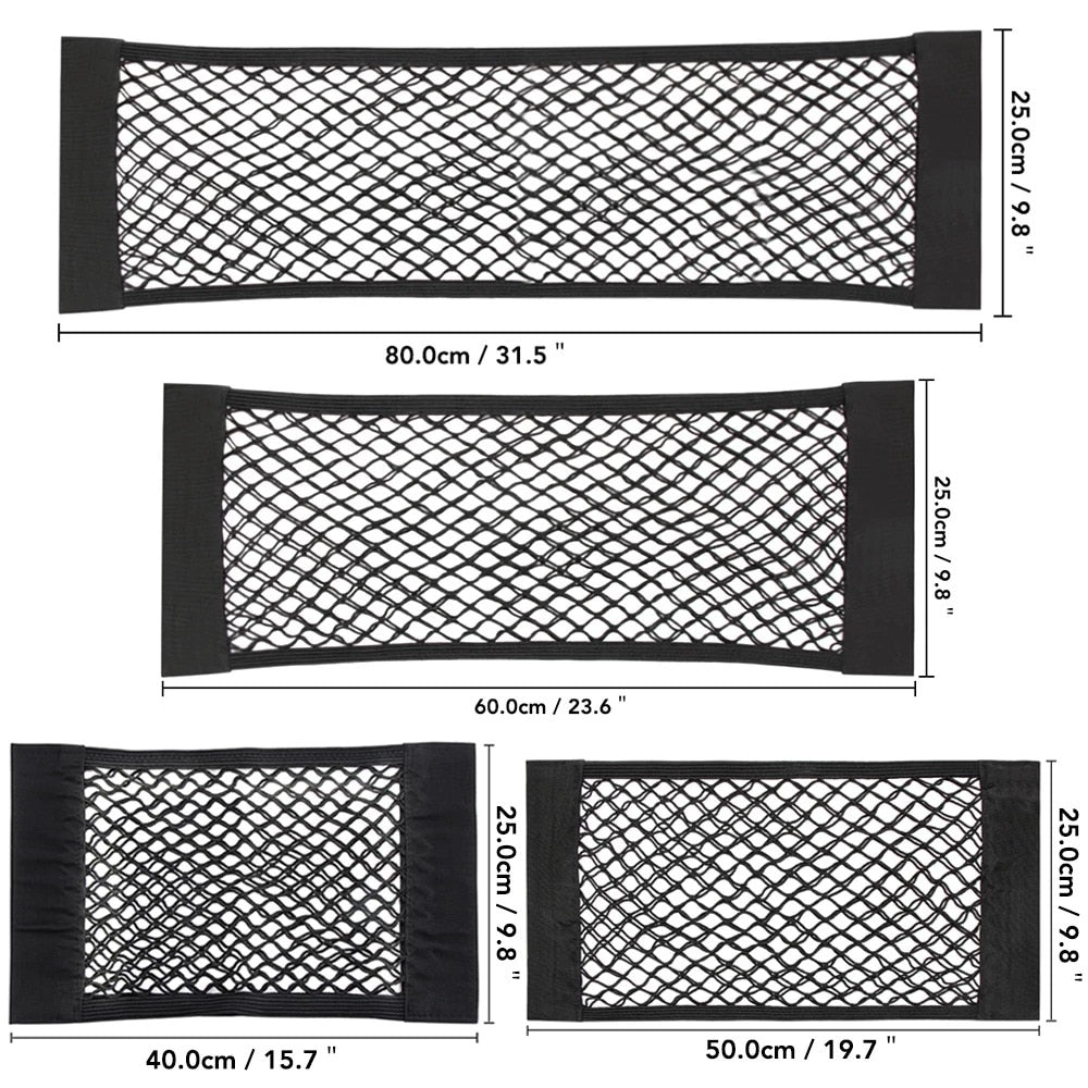 Elastic net for car rear seat, universal storage bag with magic sticker