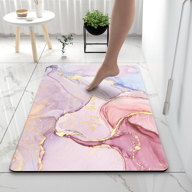 Marble bathroom mat