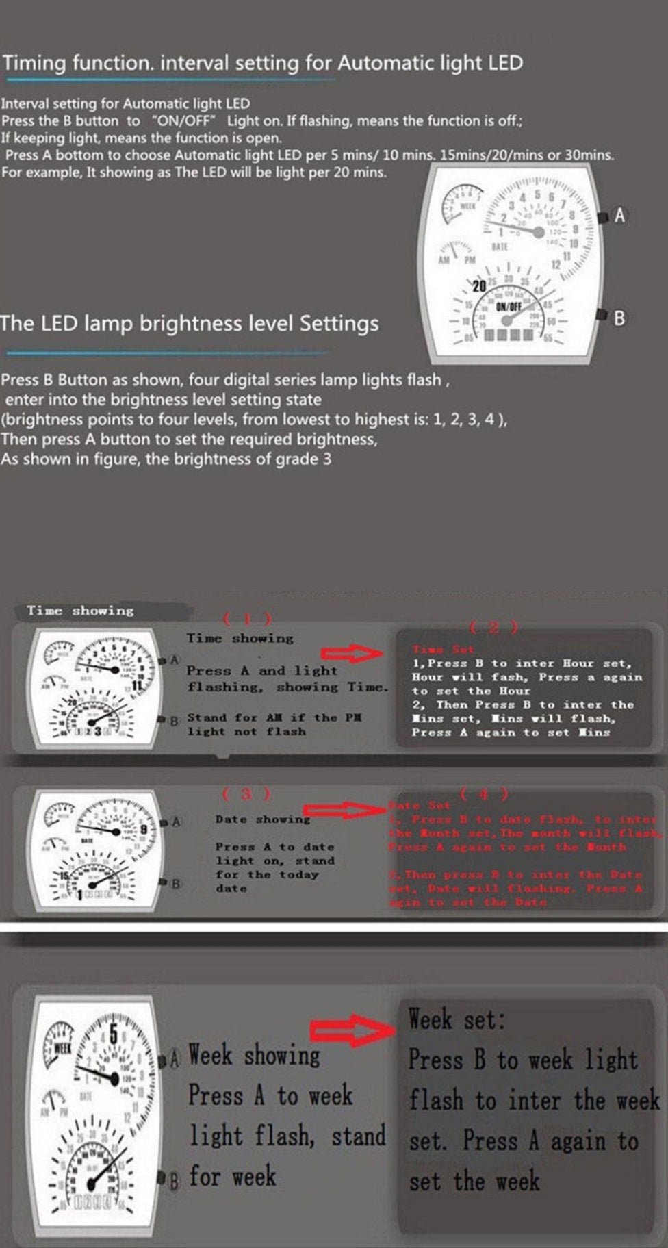 Digital LED watch/ 7 colors
