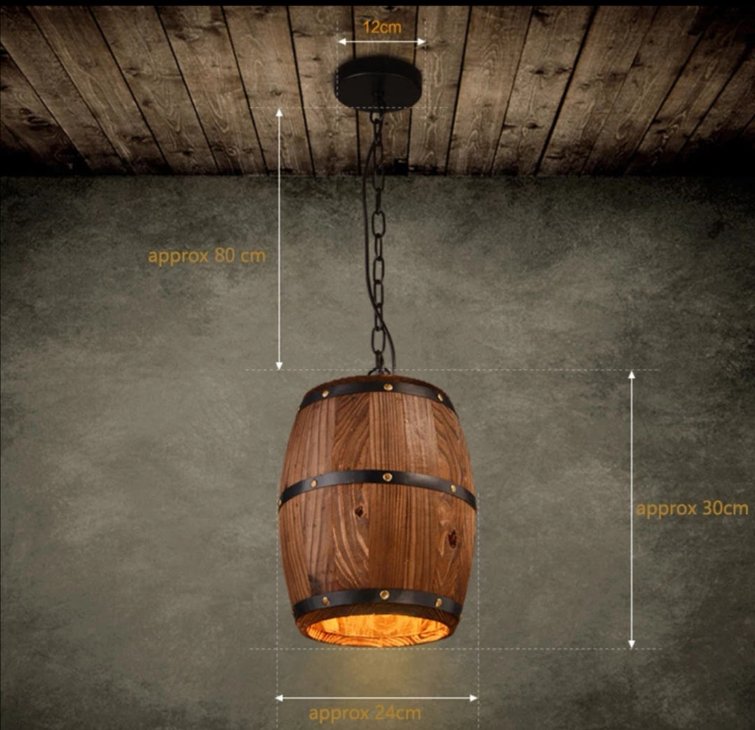 Vintage wooden barrel light