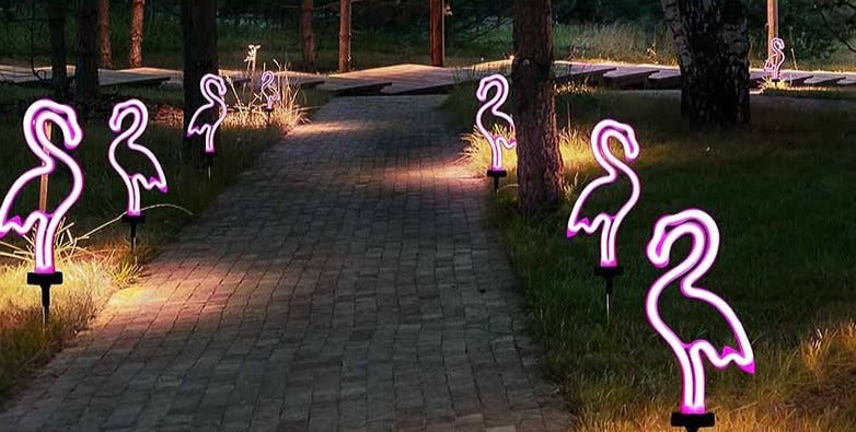 Flamand rose LED Neon à énergie solaire
