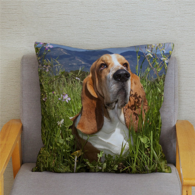 Housse de coussin Basset Hound