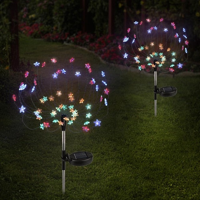 2 Feux d'artifice 90 LED à énergie solaire
