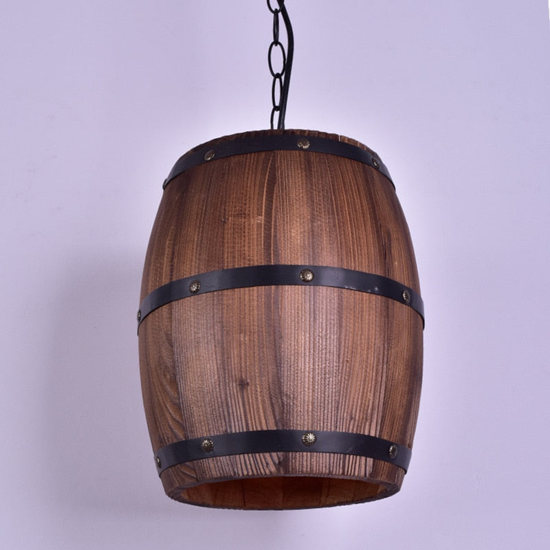 Vintage wooden barrel light