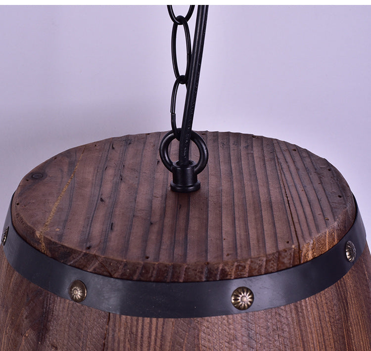 Vintage wooden barrel light