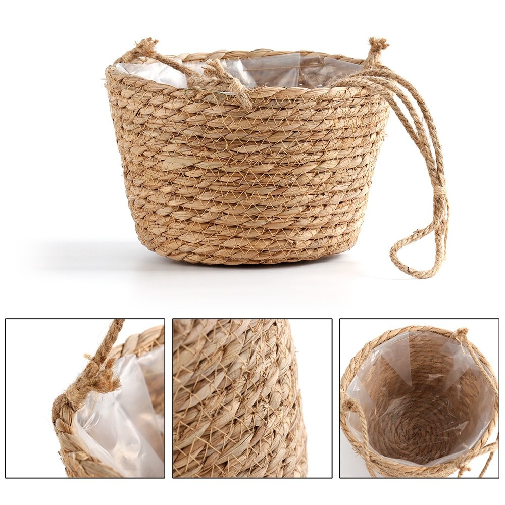 Rattan/macrame plant support and basket