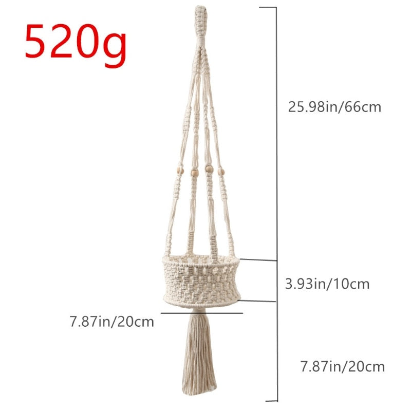 Macramé basket plant support