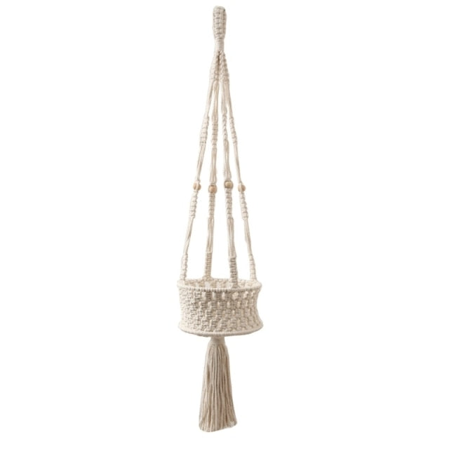 Macramé basket plant support