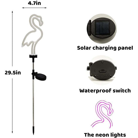 Flamand rose LED Neon à énergie solaire