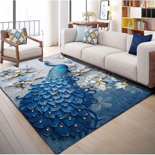 Peacock and Butterfly Flannel Rug