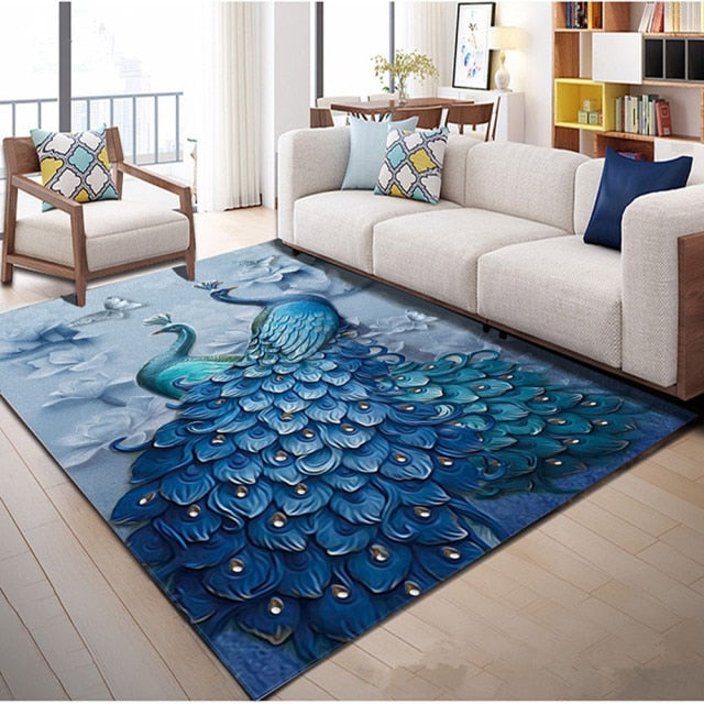 Peacock and Butterfly Flannel Rug