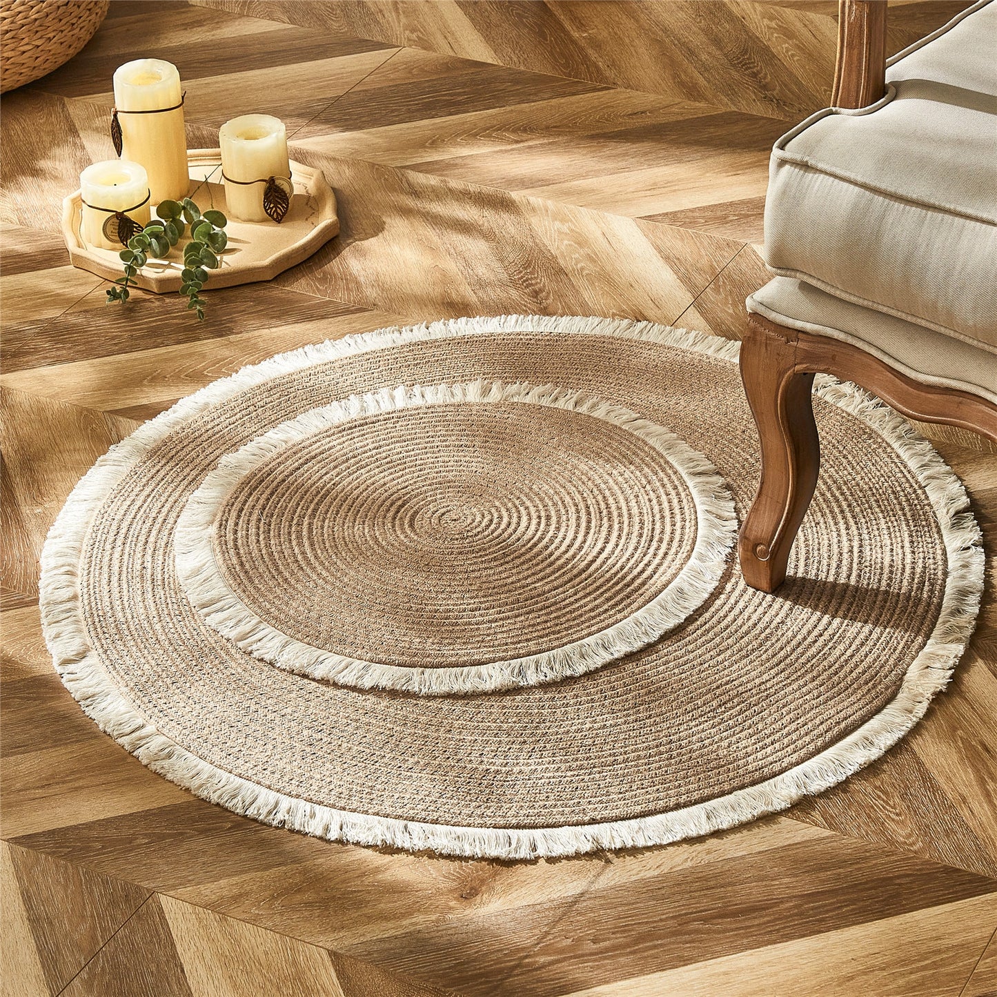 Tapis en rotin fait à la main