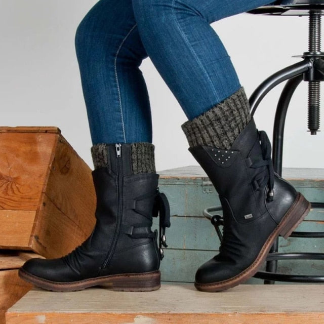Bottes mi-mollet en Daim