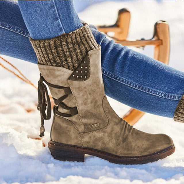 Bottes mi-mollet en Daim