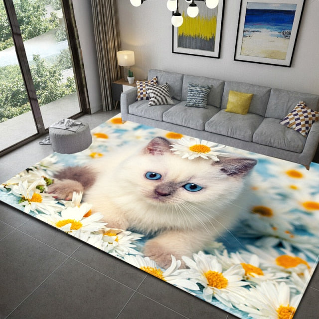 Soft carpet with cats and dogs