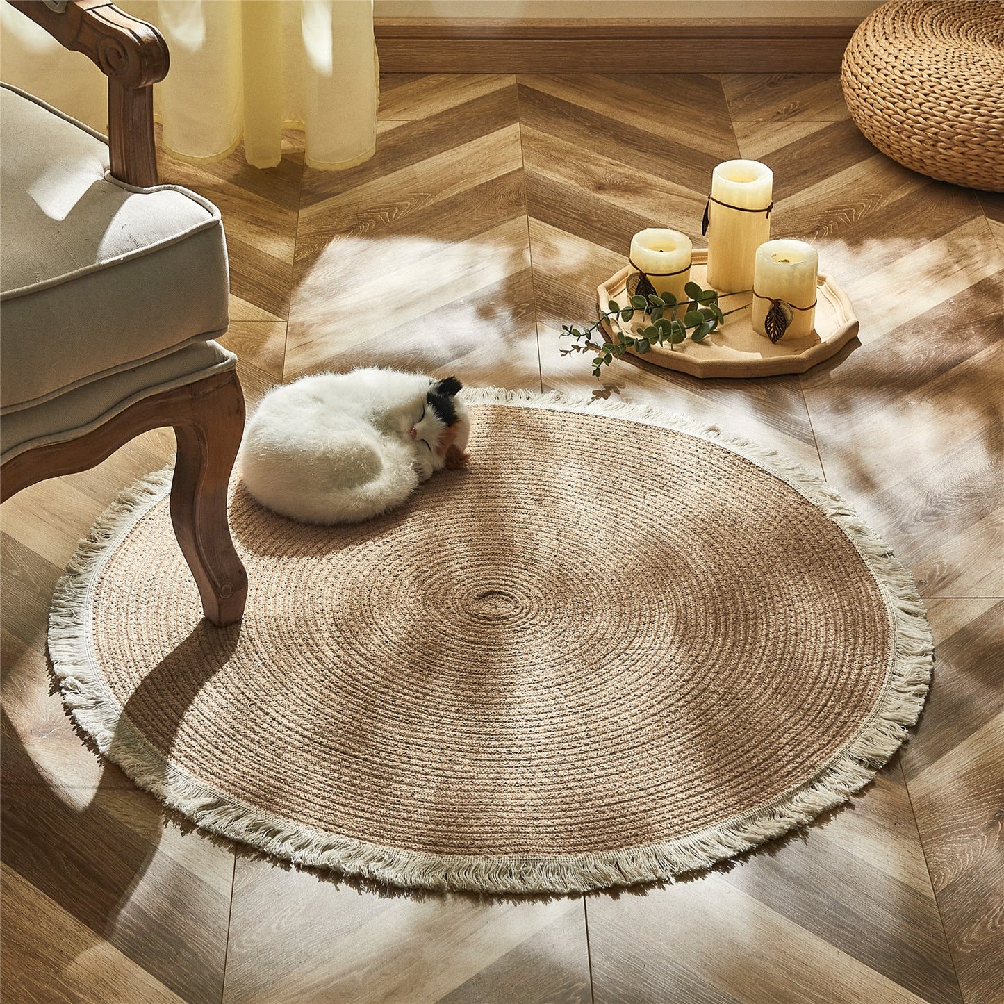 Tapis en rotin fait à la main