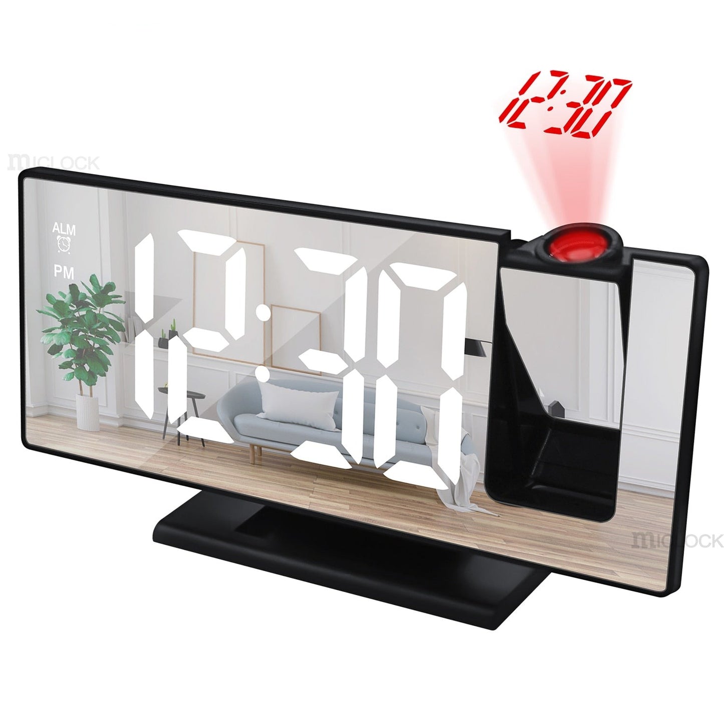 Wake up morning LED projection mirror