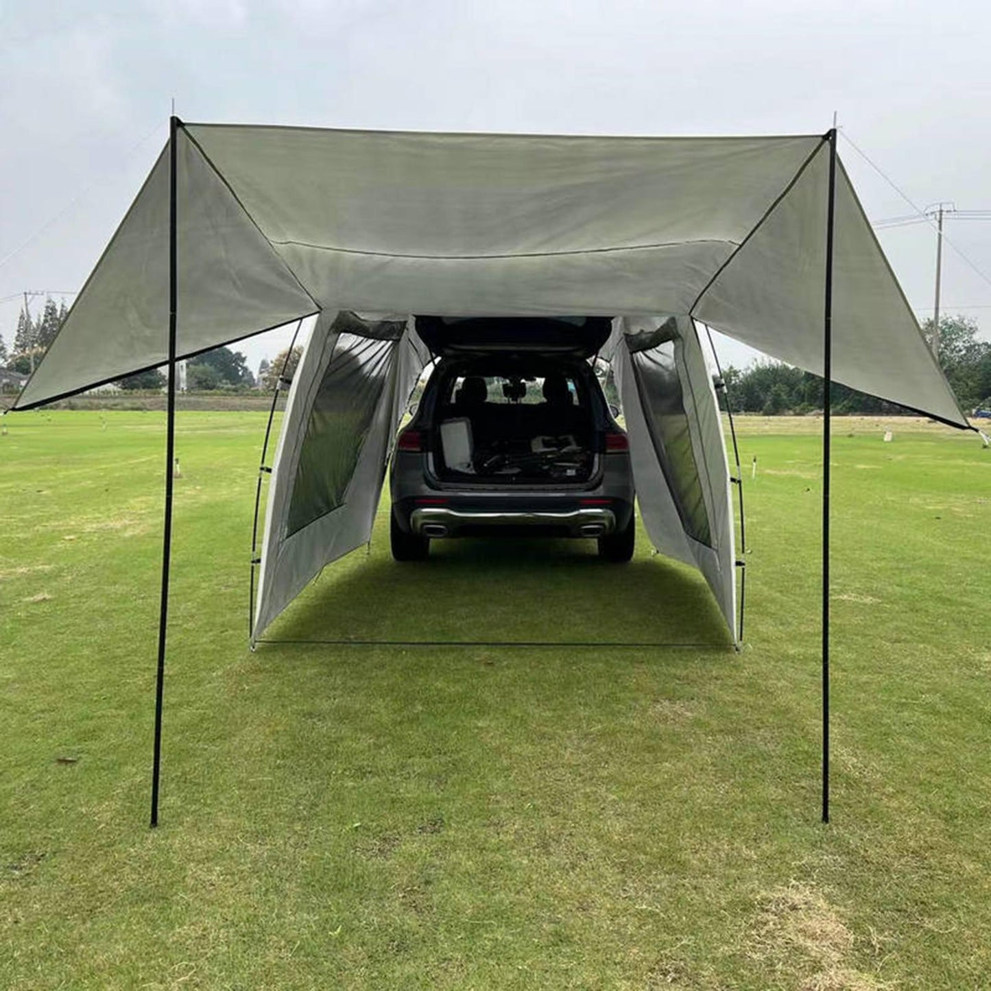 Tent with awning for car trunk