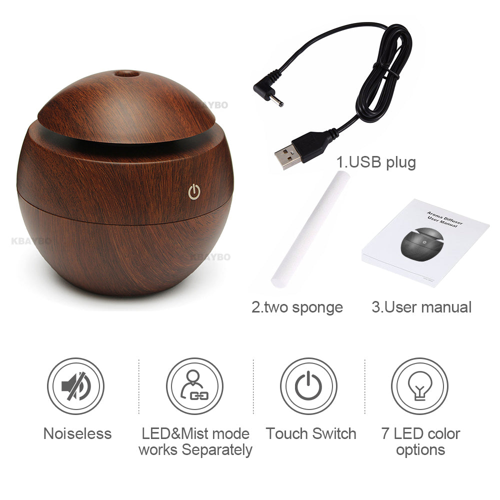 Diffuseur d'huile essentielle USB/ 7 couleurs changeantes LED
