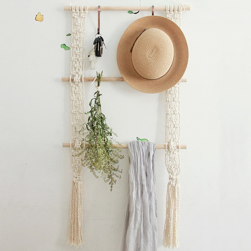Macrame wall shelf