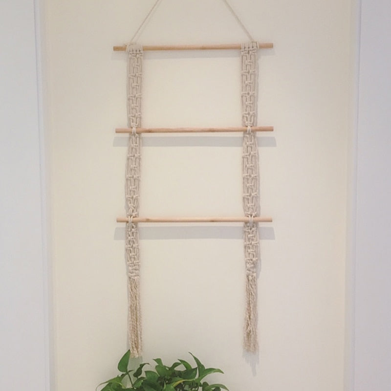 Macrame wall shelf