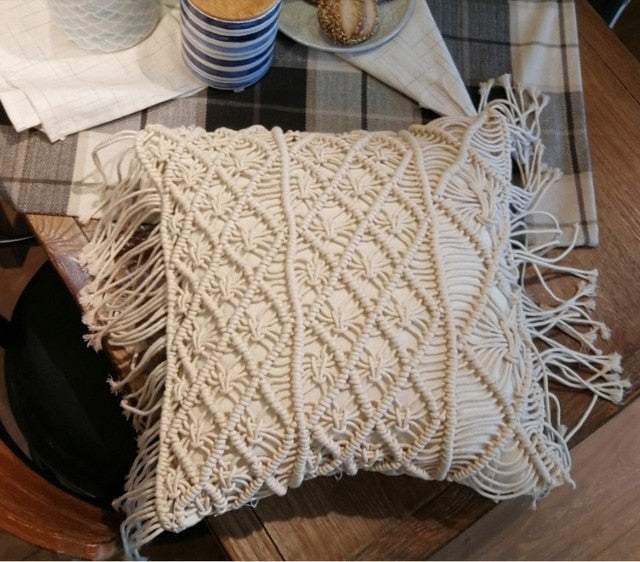 Housse de Coussin en macramé