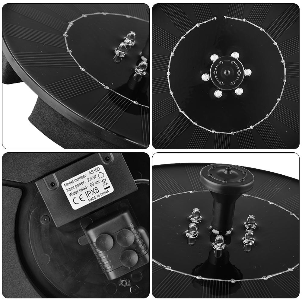 Floating solar fountain with LEDs