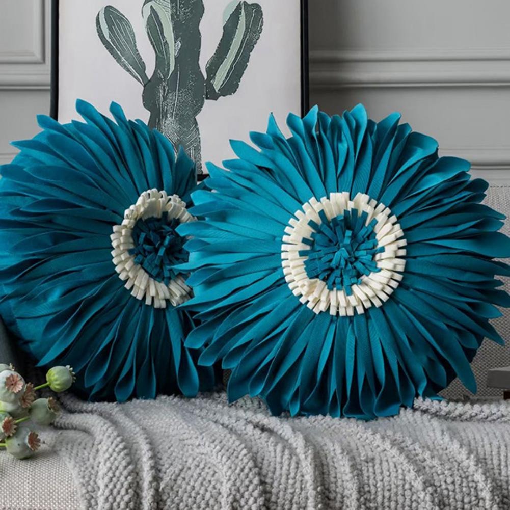 Housse de coussin rond Fleurs