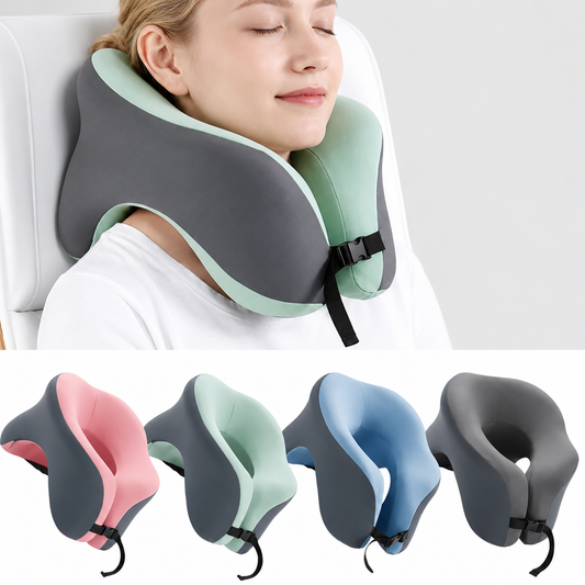 Oreiller de voyage ergonomique en mousse mémoire – Coussin cervical portable
