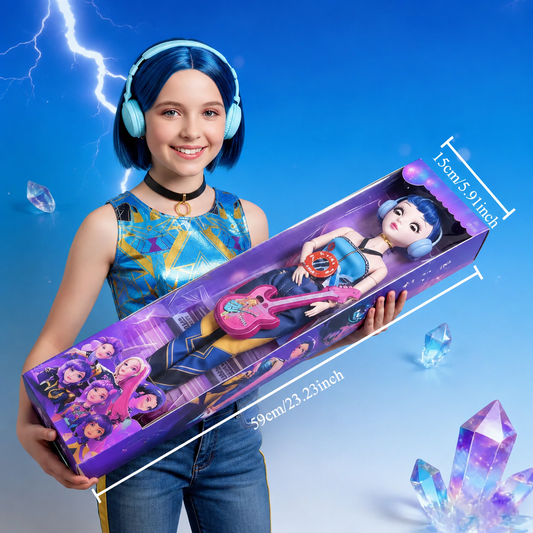 Poupée musicale Pop Demon géante 60 cm – Yeux mobiles et guitare