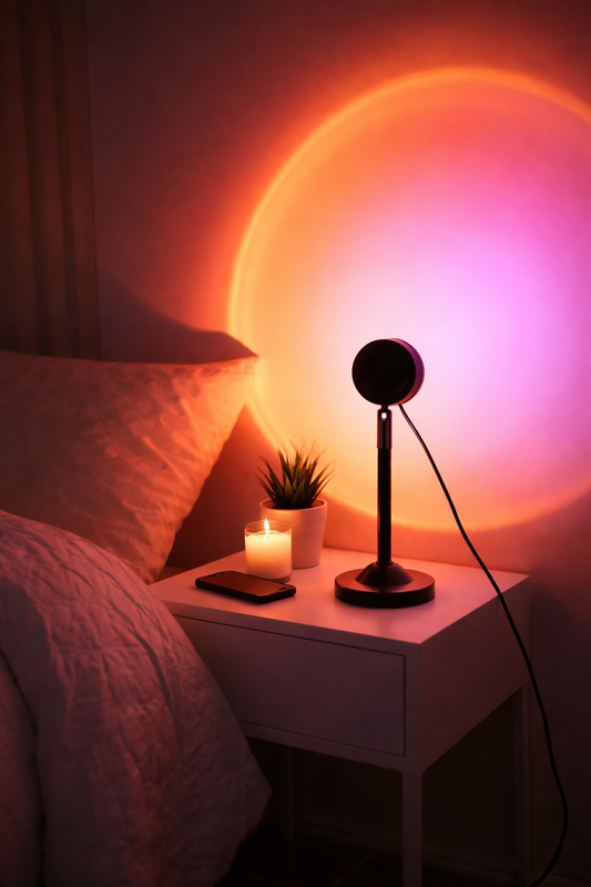 lampe projection sunset rgb effet coucher de soleil mur chambre cosy