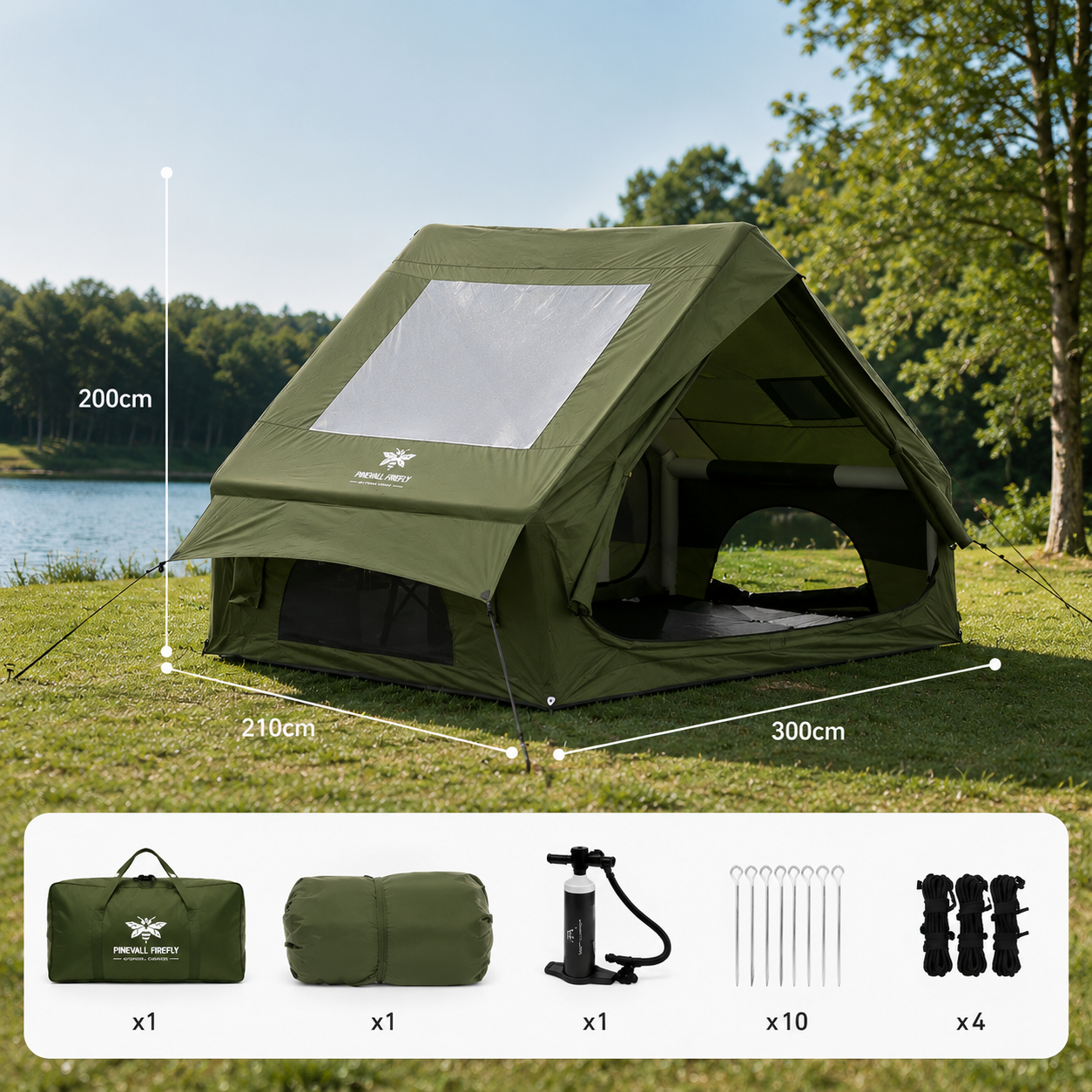 Tente Gonflable de Camping Familiale 5 à 8 Places – Tente Étanche avec Fenêtre Panoramique